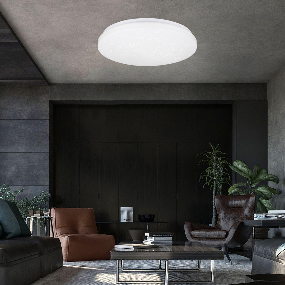 LED DECKENLEUCHTE Opal Weiß mit Sterneneffekt - Weiß, Metall (35/35/5.5cm)