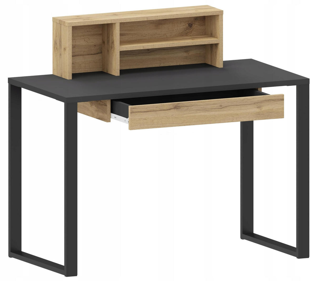 SCHREIBTISCH UNDIO Artisan Eiche-Schwarz 110/56/72 cm - Multicolor, Holzwerkstoff (56/110/72cm) - Matkam Möbel