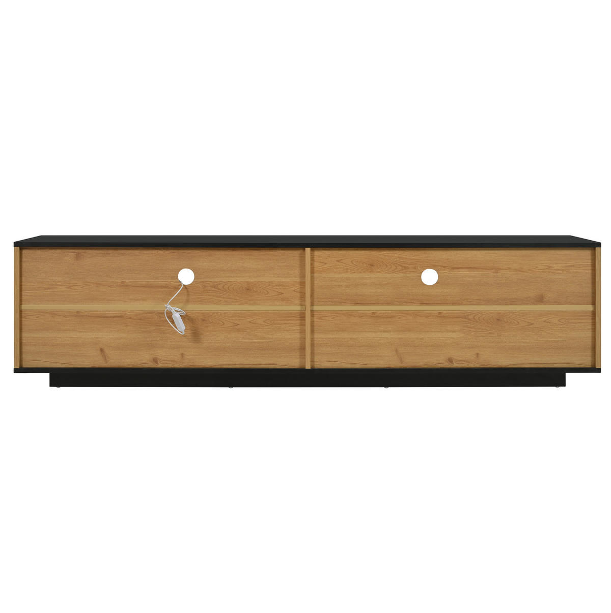 LOWBOARD 180/37/45 cm aus MDF mit LED-Beleuchtung Schwarz/Natur - Schwarz, Holzwerkstoff (180/45/37cm) - Modenvie