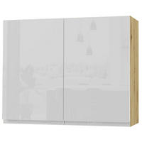 HÄNGESCHRANK Florence W3/90 Eiche Artisan / RAL 9003 signalweiß HG 90 / 32,5 / 72cm - Weiß Hochglanz/Eiche Artisan, Holz/Holzwerkstoff (90/72/32.5cm) - Feldmann-Wohnen