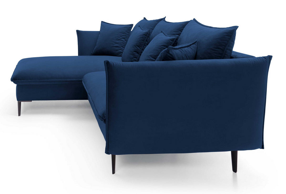 ECKSOFA Flavio mit Schlaffunktion, Bettkasten 260 cm, Links, Dunkelblau - Dunkelblau, Holz (258/167cm) - Emporius