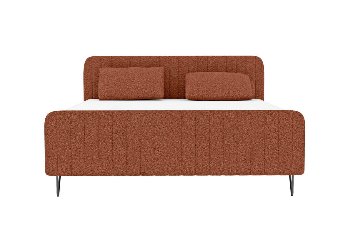 BOXSPRINGBETT LUCIO Bouclé-Stoff Terracotta 160/200 cm - Terracotta/Schwarz, Textil/Metall (160/200cm) - 99rooms