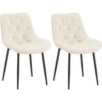 STUHL 2er Set Samt creme - Creme/Schwarz, Textil/Metall (52/84/59cm) - CLP