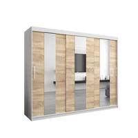 SCHWEBETÜRENSCHRANK 200/250/62 2-türig - Silberfarben/Weiß, Holz/Kunststoff (250/200/62cm) - Abiks Möbel