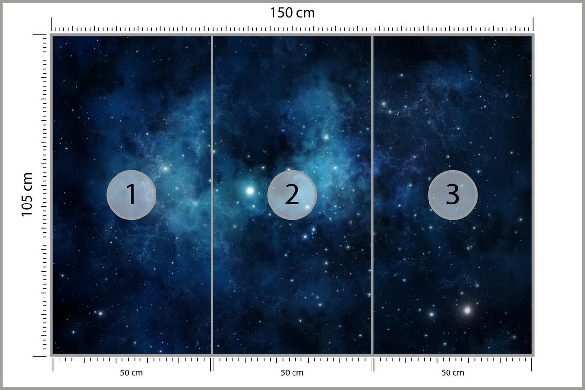 FOTOTAPETE für Wohnzimmer Sternenhimmel Nacht Galaxis 150x105 - Blau/Schwarz, Papier (150/105cm) - Muralo