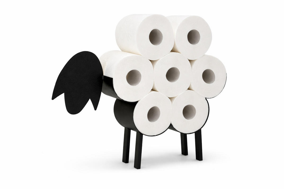 TOILETTENPAPIERHALTER freistehend Schaf Metall Schwarz 50/10/32 cm - Schwarz, Metall (50/32/10cm) - DanDiBo