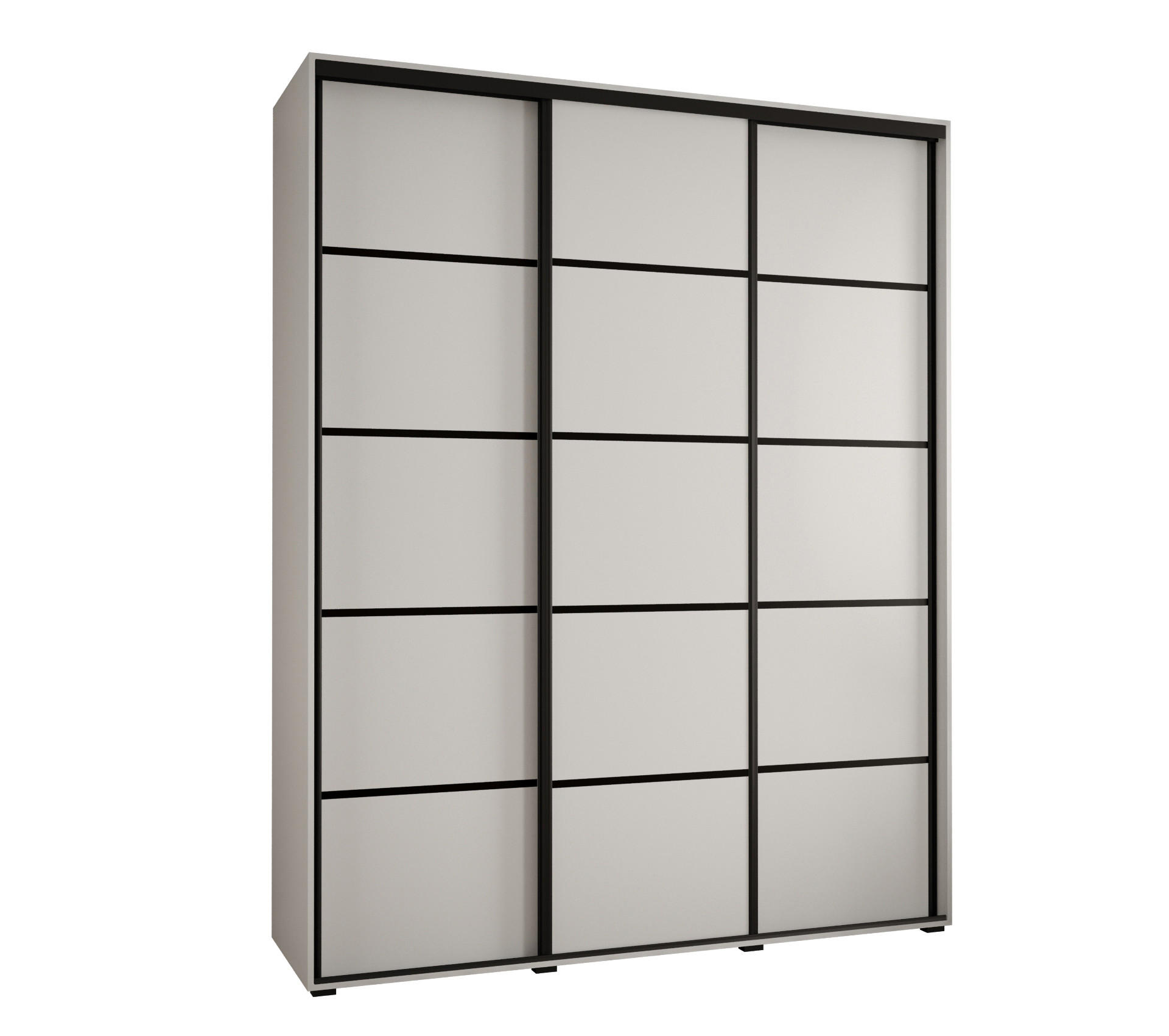 Abiks Möbel Schwebetürenschrank Weiß, Weiß, Schwarz 200x235x45 cm