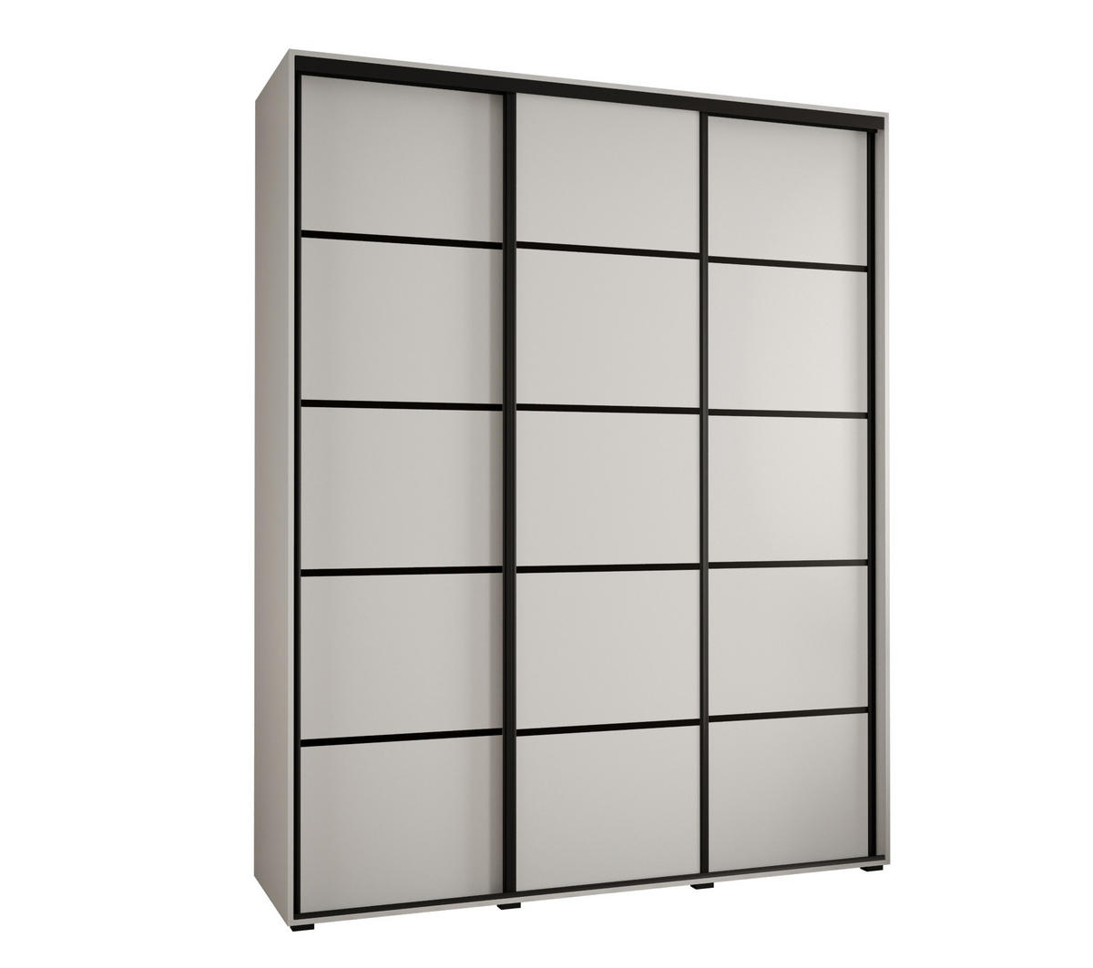 SCHWEBETÜRENSCHRANK 235,2/200/45 3-türig - Schwarz/Weiß, Holz/Metall (200/235/45cm) - Abiks Möbel