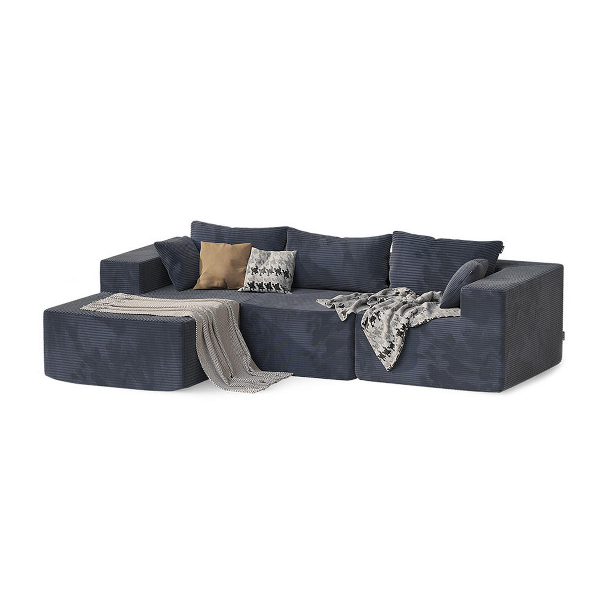POHOVKA V TVARE L Nuvio, Tmavo-sivá, 250 x 169 cm - tmavosivá, textil (250/169cm) - Vicco