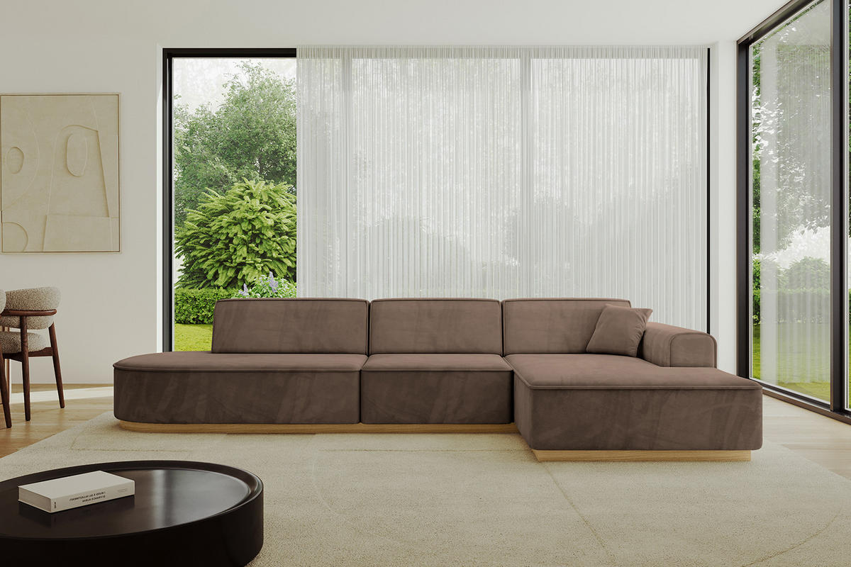 ECKSOFA Ottomane Rechts IREA-L2-v2 - 327x165x80 cm Braun - Braun, Holzwerkstoff/Textil (327/165cm) - ALTDECOR