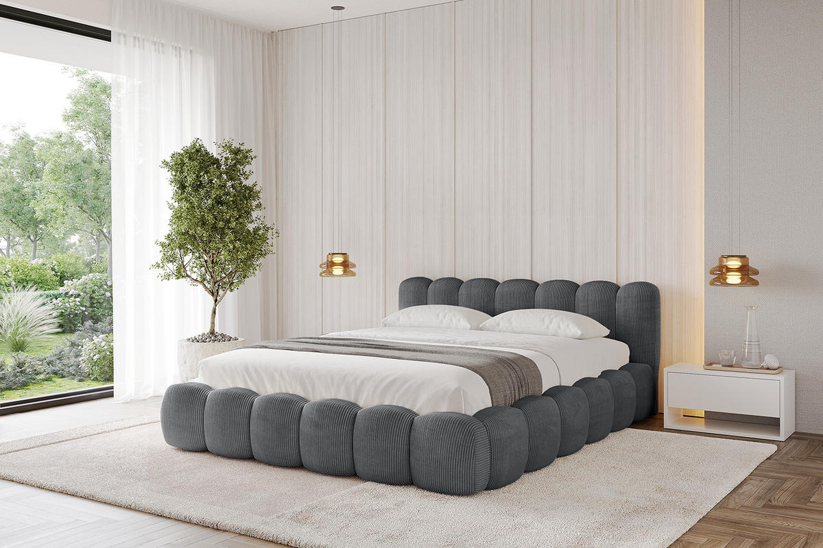 POLSTERBETT mit Bettkasten und Lattenrost, Boxbett ohne Matratze - SENA-v1 180x200 Dunkelgrau - Dunkelgrau, Holzwerkstoff/Textil (180/200cm) - ALTDECOR