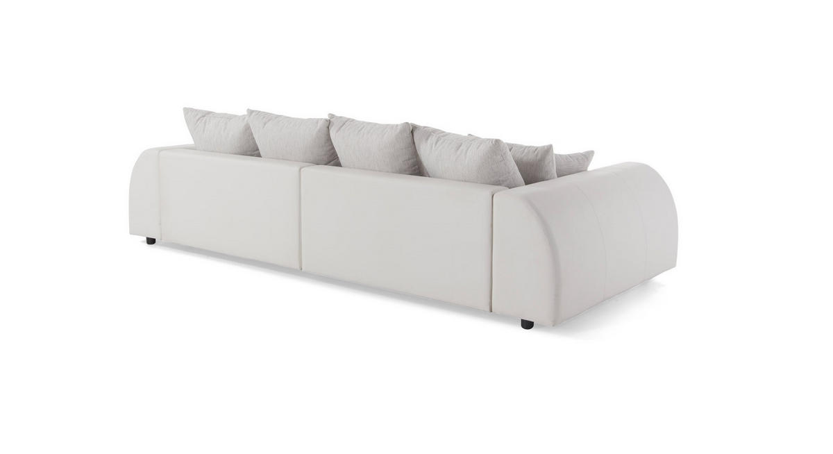 BIGSOFA Elementa Weiß und Creme Kunstleder/Strukturstoff - Creme/Schwarz, Holz/Kunststoff (270/86/135cm) - S-Style Möbel