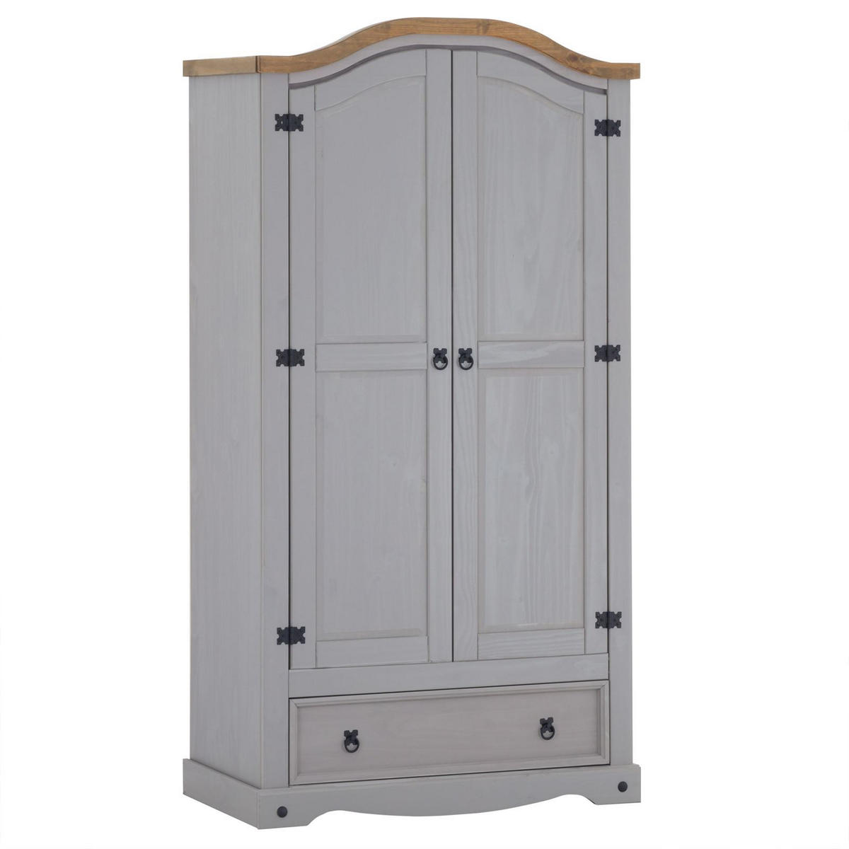 KLEIDERSCHRANK RAMON - Naturfarben/Grau, Holz (100/179/51cm) - CARO-Möbel