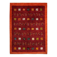 GABBEH-TEPPICH handgeknüpft Rizbaf Rot 201/146 cm Schurwolle - Rot, Textil (146/201cm) - Looma