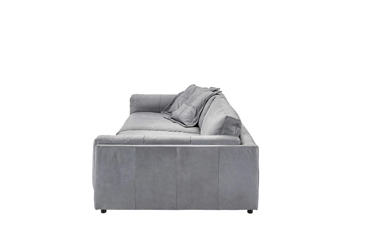 BIG SOFA RAINA Grau Leder - Schwarz/Grau, Leder/Kunststoff (294/85/150cm) - KAWOLA