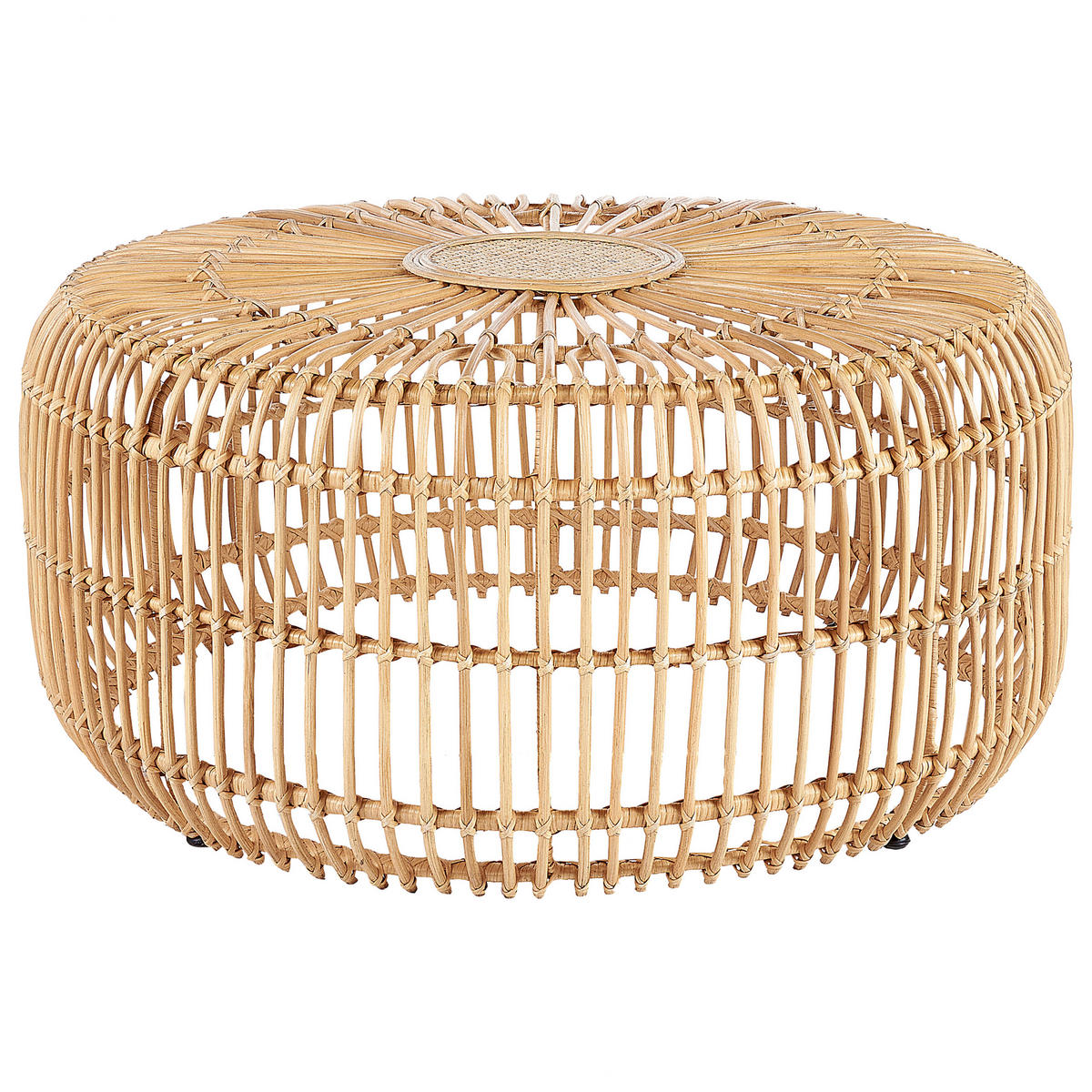 GARTEN-BEISTELLTISCH Rattan natürlich 85 cm Randazzo - Beige/Naturfarben, Naturmaterialien (85/85/40cm) - Beliani