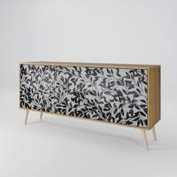 SIDEBOARD CHARCOAL SPROUT, Eicheneffekt, 164,5x42x77,5 cm, 3 Türen - Eichefarben/Buchefarben, Holzwerkstoff/Buchenholz (164.5/77.5/42cm) - SpaceRebels