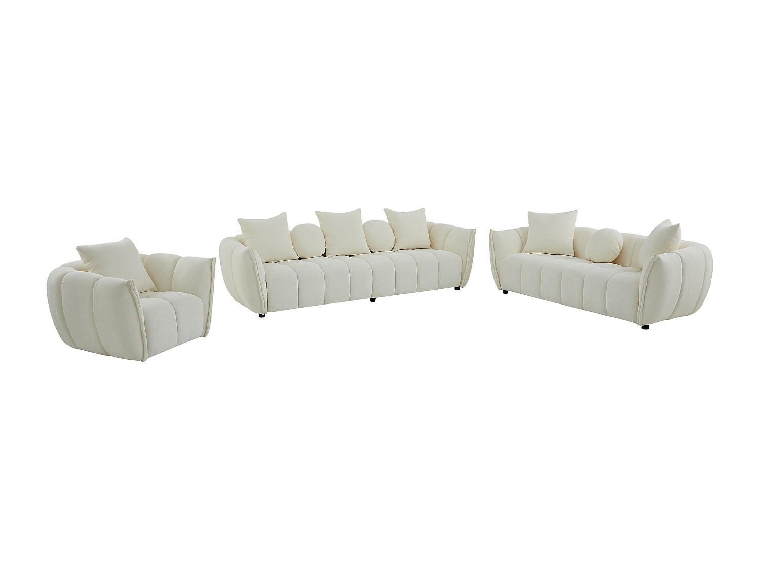 COUCHGARNITUR mit Sessel - 8 Personen - Stoff - Beige - GONOLON - Beige, Textil (107/68/98cm) - Vente-Unique