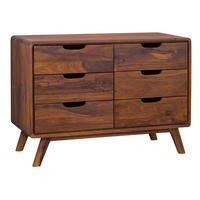 KOMMODE Sheesham 90x40x65 walnuss gewachst MALMÖ 2 #105 - Dunkelbraun, Holz (90/65/40cm) - Massivmoebel24