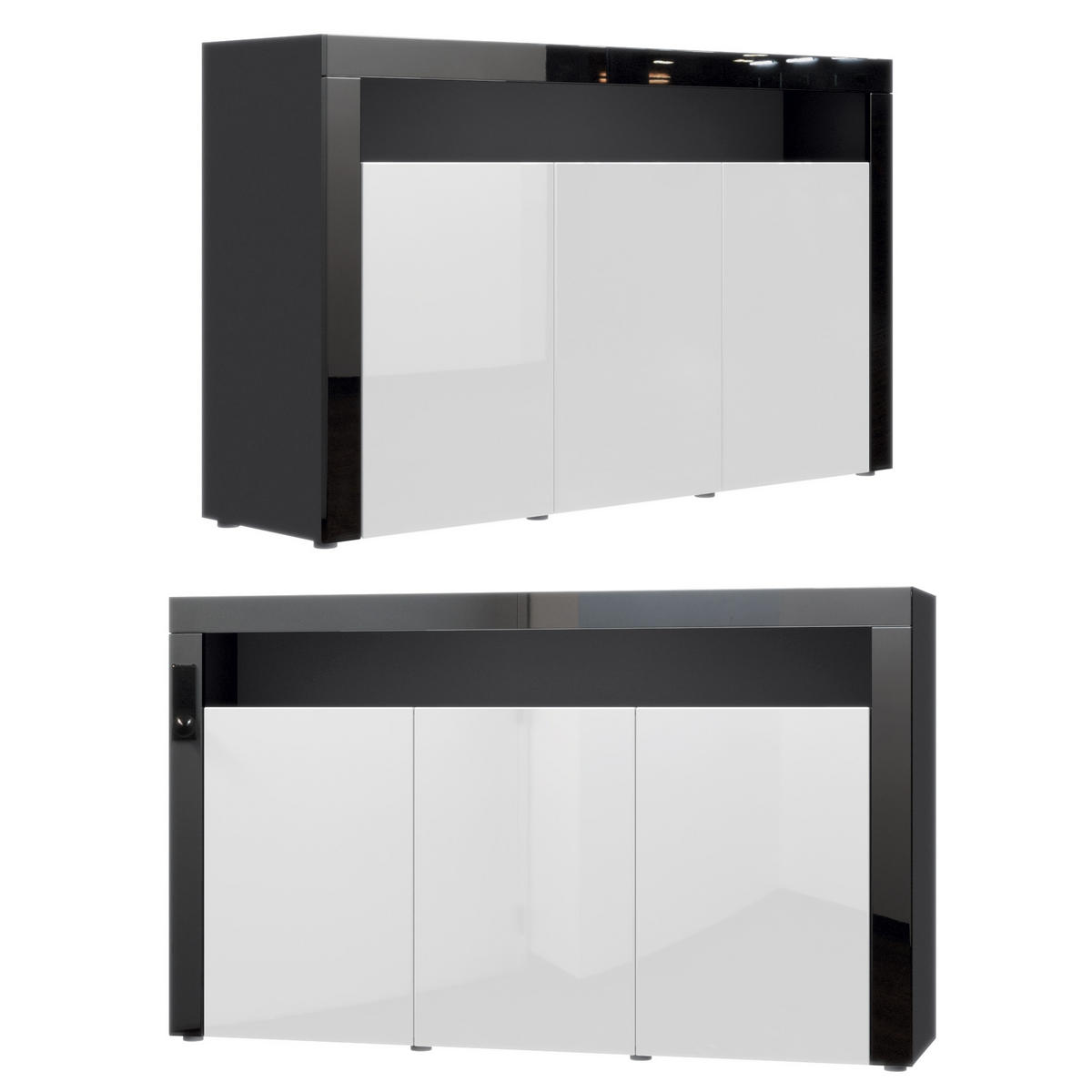 SIDEBOARD Valencia Grau Hochglanz / Grau Hochglanz - Grau, Holzwerkstoff (155/92/40cm) - Vladon