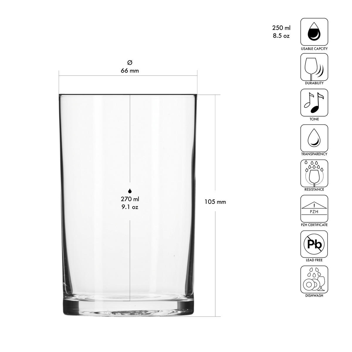 TEEGLÄSER TRINKGLÄSER Basic, 6er-Set, 270 ml - Transparent, Glas (0.27L) - Krosno Glass
