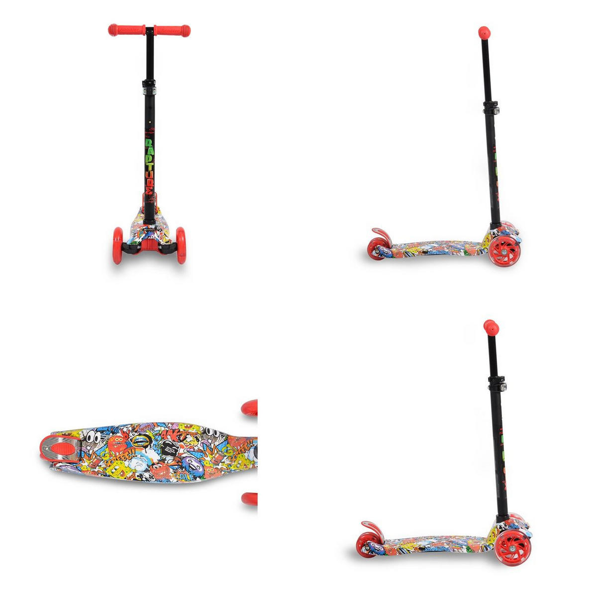 KINDERROLLER Rapture rot aus Alu, Wassertransferdruck, PU Leuchträder - Rot, Metall (54/13/87cm)