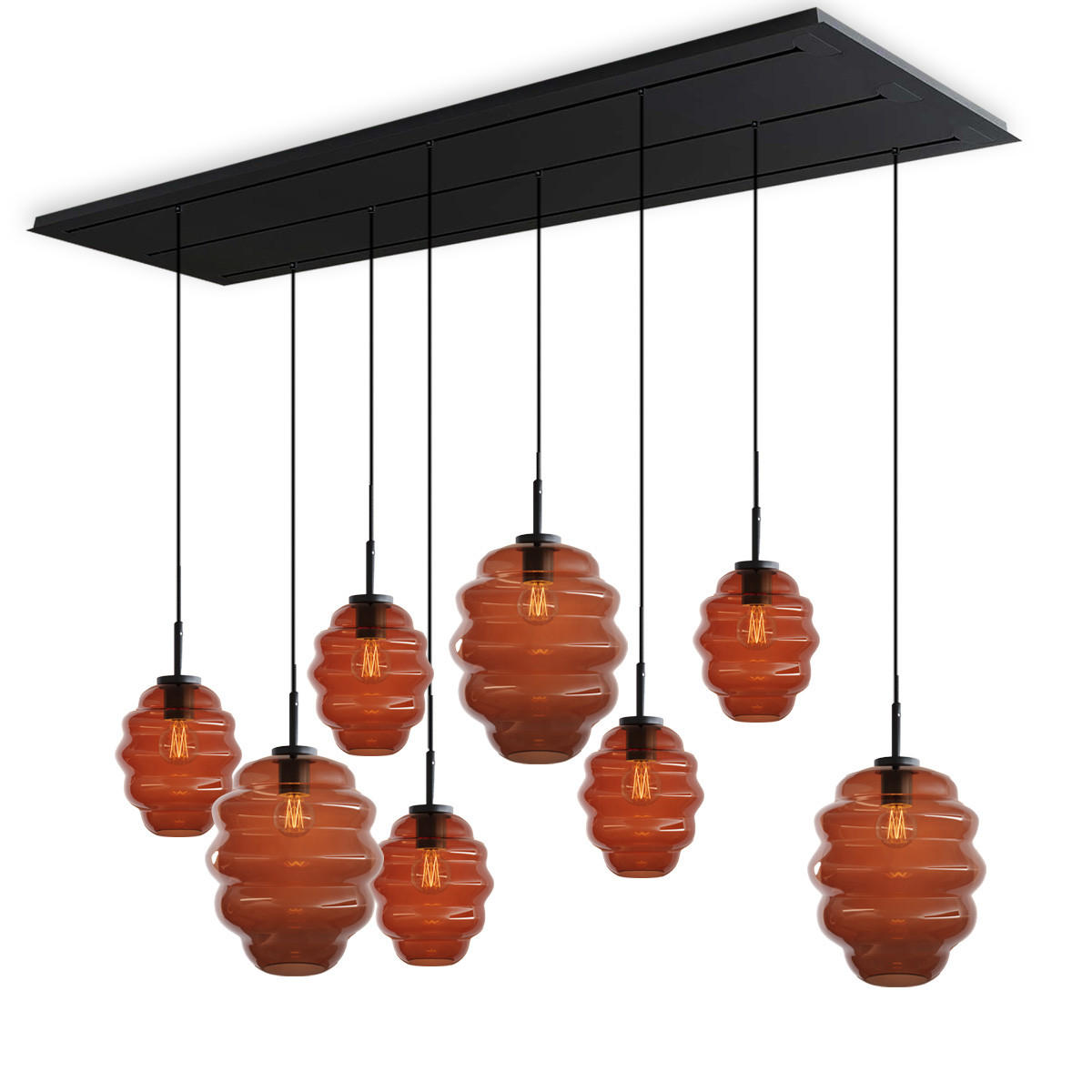 HÄNGELEUCHTE Echos 8-flammig Braun Ø 18/25cm - Schwarz/Braun, Glas (18/18/20cm) - s.luce