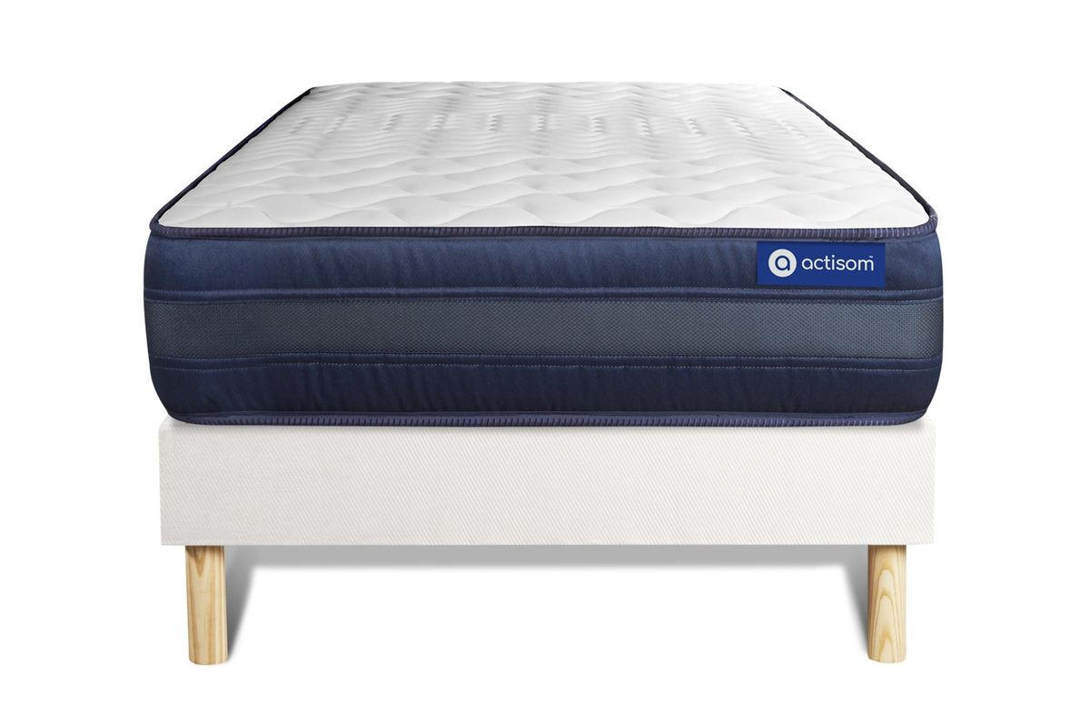 BETT Actilatex tech Latex und Memory-Schaum 90 x 200 cm h4 - Kit Bettgestell Weiß - Beige/Weiß, Karton/Holz (90/200cm) - ACTISOM