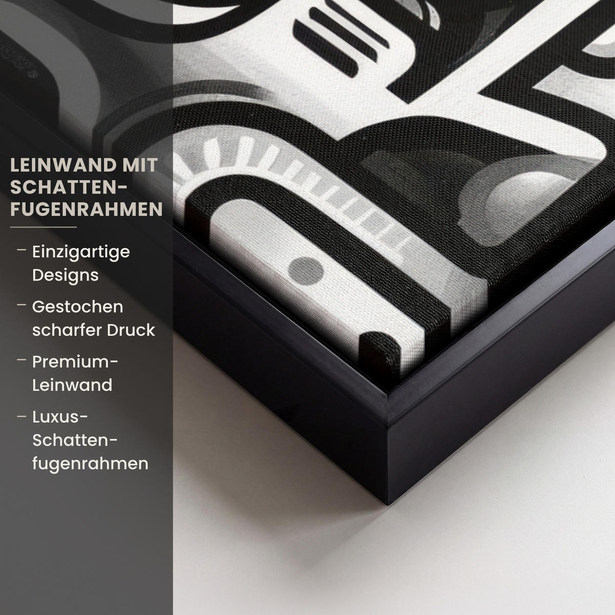 LEINWAND Bilder mit Rahmen - Symbole - Abstrakt - Grafik - Schwarz - 100x70 - Schwarz, Textil (100/70cm) - MuchoWow