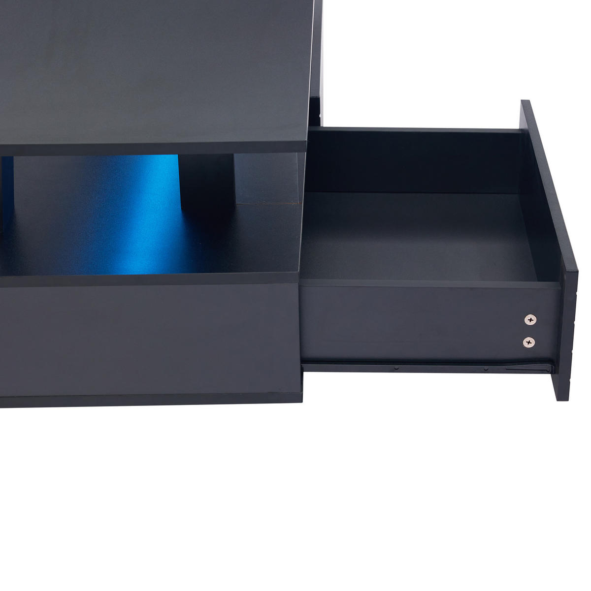 COUCHTISCH 100/50/42 cm in Schwarz mit LED-Beleuchtung und 2 Schubladen - Schwarz, Holzwerkstoff (100/50/42.5cm) - Flora Grace