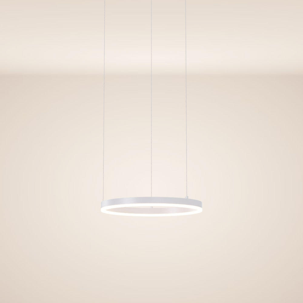 LED-HÄNGELEUCHTE Ring Direkt/Indirekt 5m Weiß Ø 40cm - Weiß, Metall (40/40/3.3cm) - s.luce