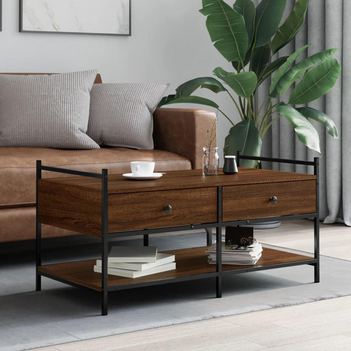 COUCHTISCH Braun Eichen-Optik 99x50x50 cm Holzwerkstoff - Braun, Holzwerkstoff (50/99/50cm) - furnicato