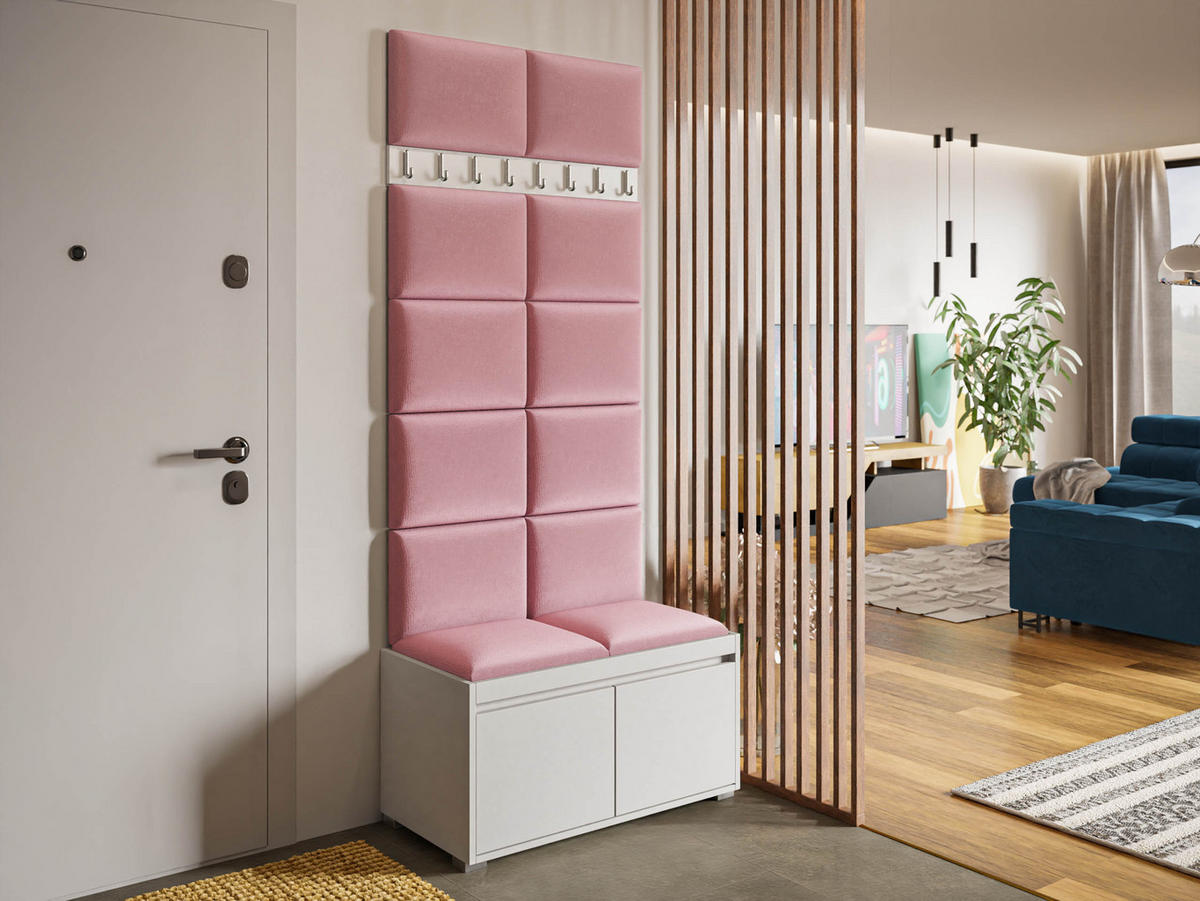 GARDEROBEN-SET Grawis 80 II - Silberfarben/Rosa, Holzwerkstoff/Kunststoff (84.5/45/34cm) - MIRJAN24