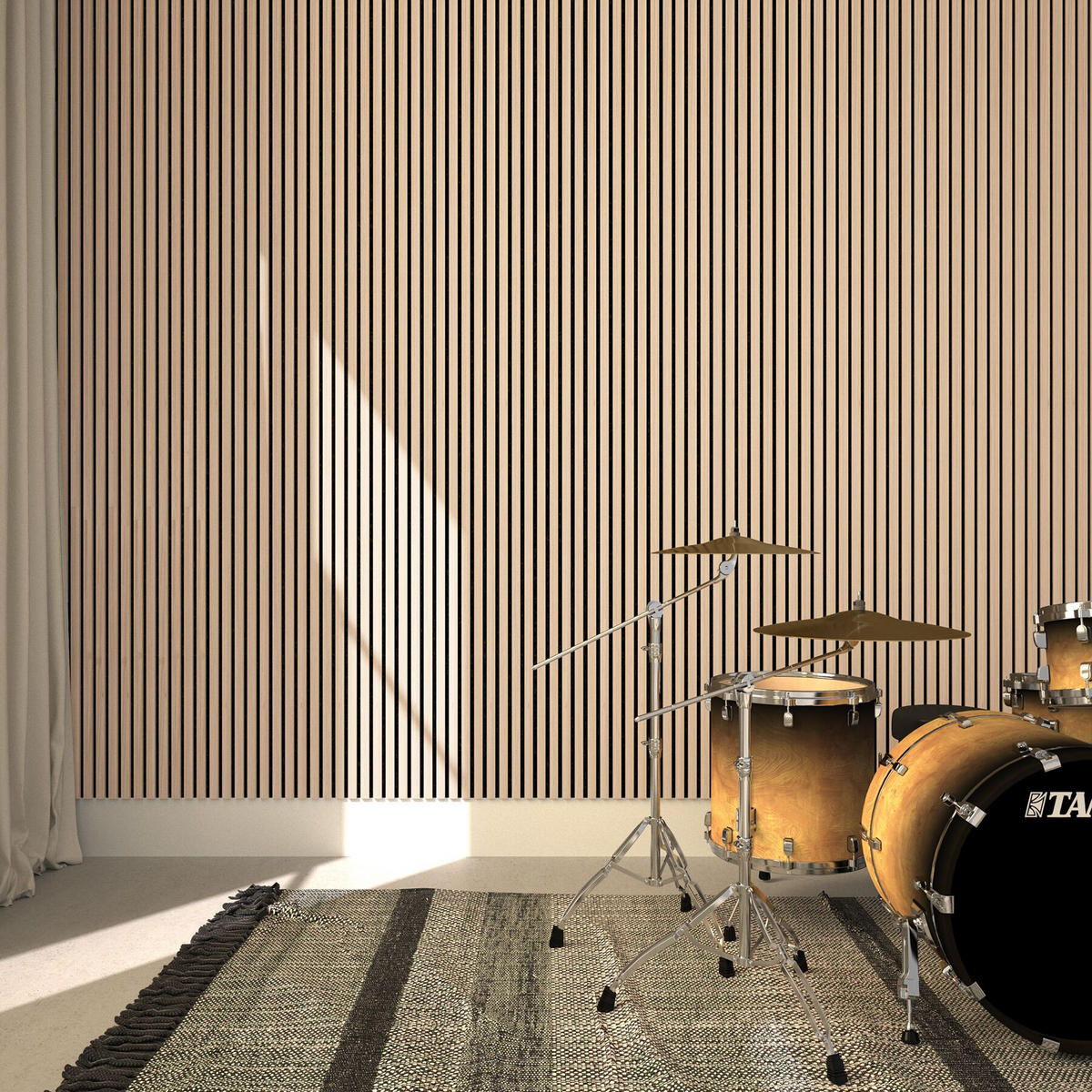 AKUSTIKPANEELE Sonic Wall, je 60 x 120 x 2,1 cm, Größe flexibel anpassbar, Eiche hell - Eichefarben, Holz (60/2.1/120cm) - tectake