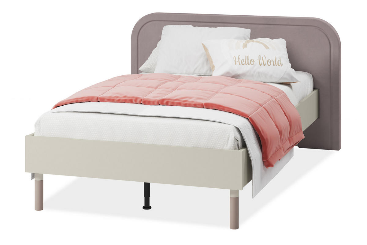 JUGENDBETT CATTA, Bett mit Gestell , Creme/beige - Beige/Creme, Holz (120/200cm) - KONSIMO®