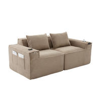 SOFA modulares 2-Sitzer 188 x 90 x 75 cm Cord Khaki - Braun, Kunststoff (188/75/90cm) - Meubliv