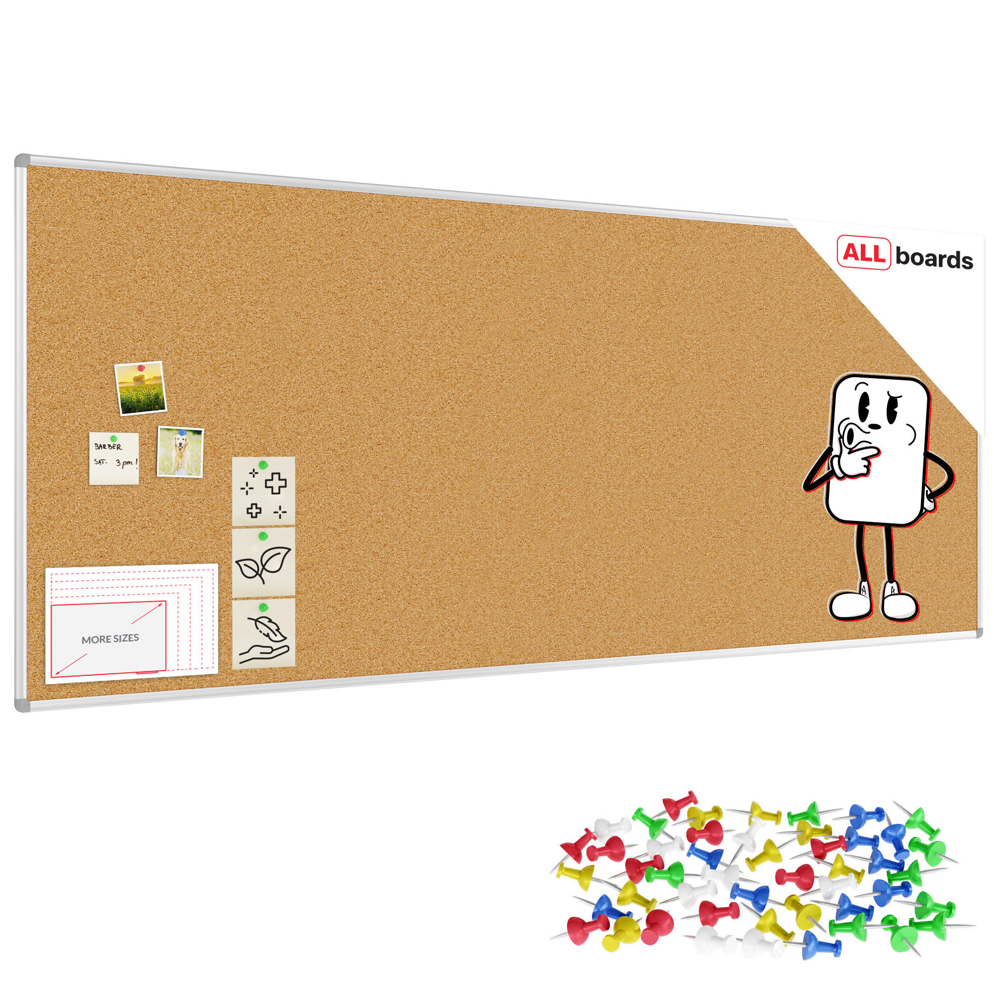 PINNWAND mit Alurahmen 240x100cm - Braun, Metall (240/100/1.6cm) - ALLboards