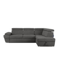SCHLAFECKSOFA RATLO rechts 4/5-Sitzer mit Bettkasten in Lederoptik, grau - Anthrazit/Silberfarben, Textil (270/190cm) - KONSIMO®