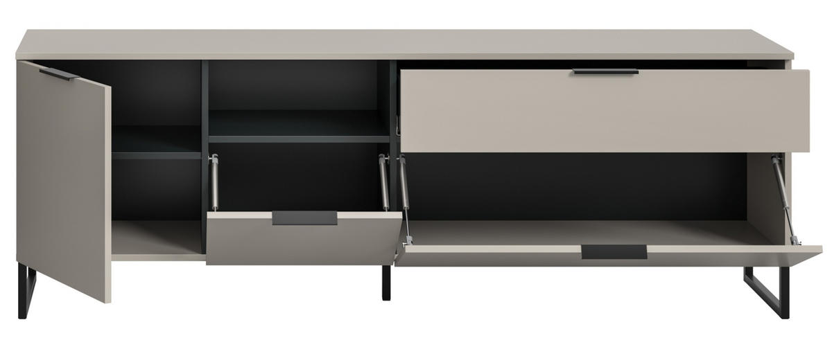 TV-LOWBOARD Kaschmir, schwarz, TV Unterteil 185 cm mit Soft-Close - Kaschmir/Schwarz, Holzwerkstoff/Kunststoff (185/64/41cm) - Inn.Furn