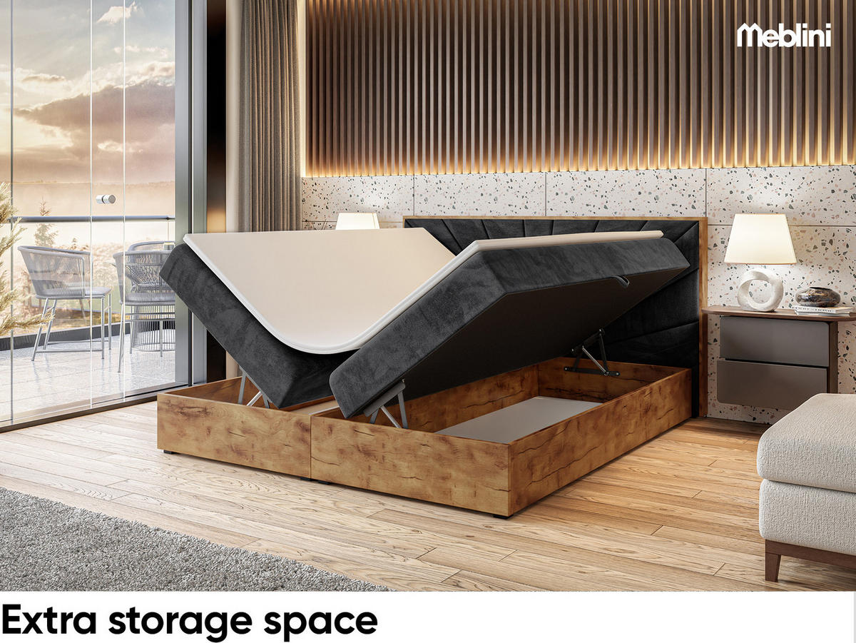 BOXSPRINGBETT Lofty 7 H4 - Schwarz, Holzwerkstoff (120/200cm) - Meblini