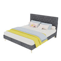 POLSTERBETT aus Stoff und Metall 160x200 cm Grau mit Samtbezug, Lattenrost und Stauraum - Grau, Textil (160/200cm) - IVMEU