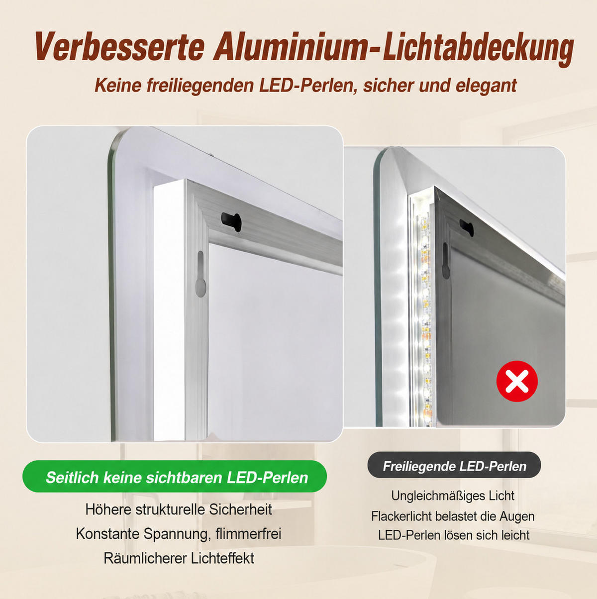 WANDSPIEGEL 60/2,5/80 cm silber aus Glas mit Anti-Beschlag, Dimmung und LED - Silberfarben, Glas (80/2.5/60cm) - OKWISH