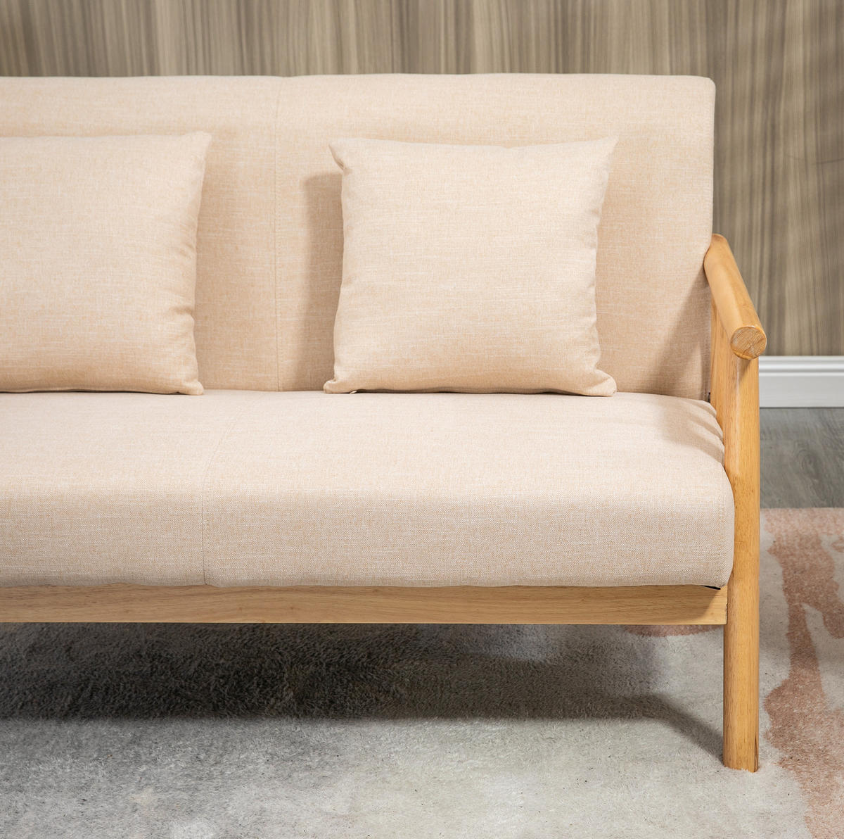 2-SITZER Sofa Stoffbezug Leinenoptik, Massivholzrahmen 123/69/74 cm Beige - Beige, Textil (69/74/123cm) - Redom