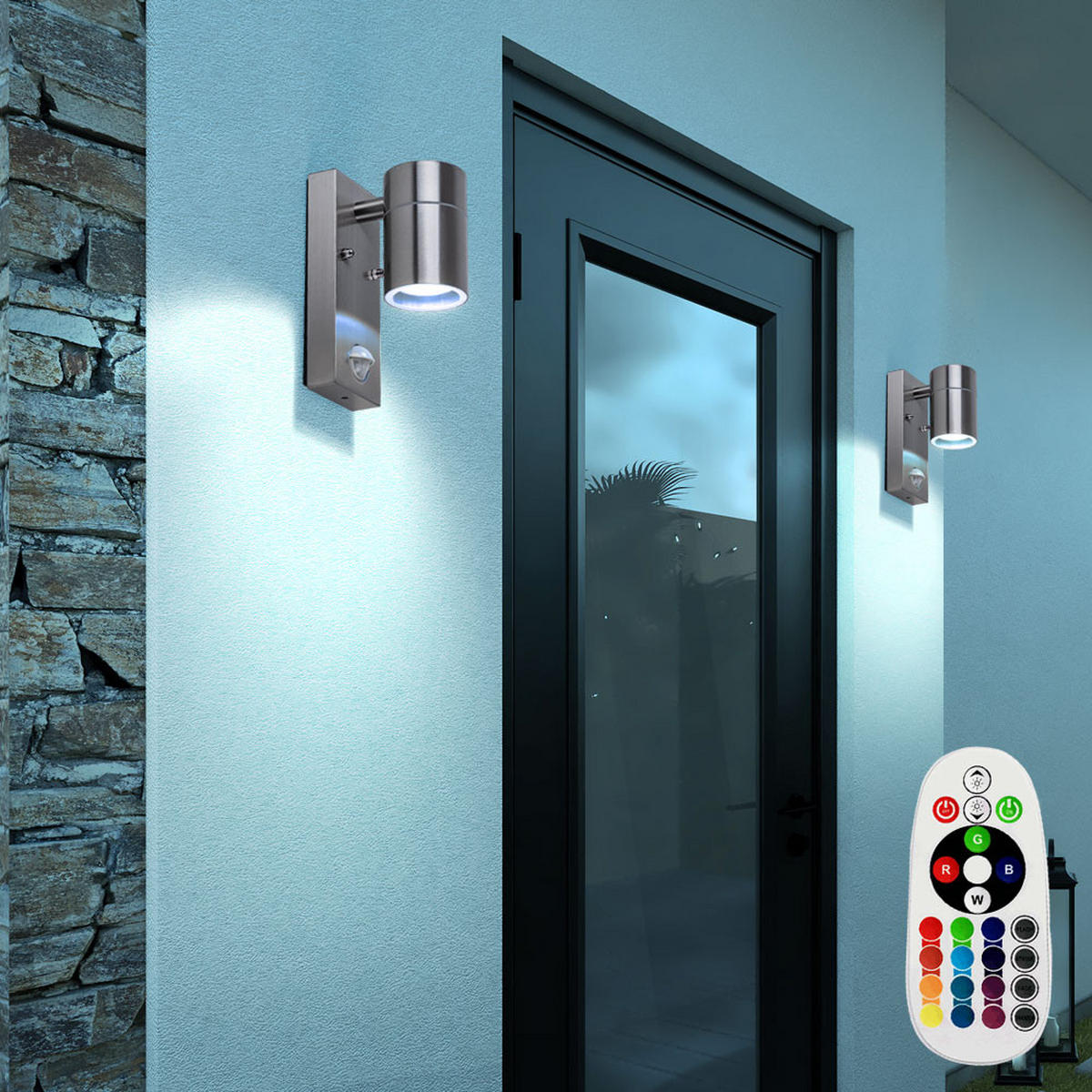 LED AUSSEN-WANDLEUCHTE Silber mit Bewegungsmelder - Silberfarben, Glas (6.7/16.3/11cm)