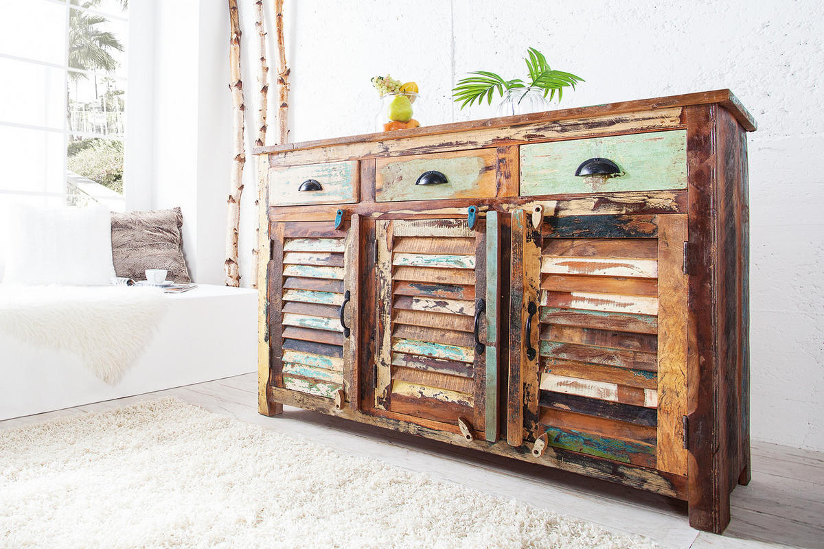 SIDEBOARD JAKARTA Recycelt Natur 125 cm - Multicolor, Holz (125/90/40cm) - riess-ambiente
