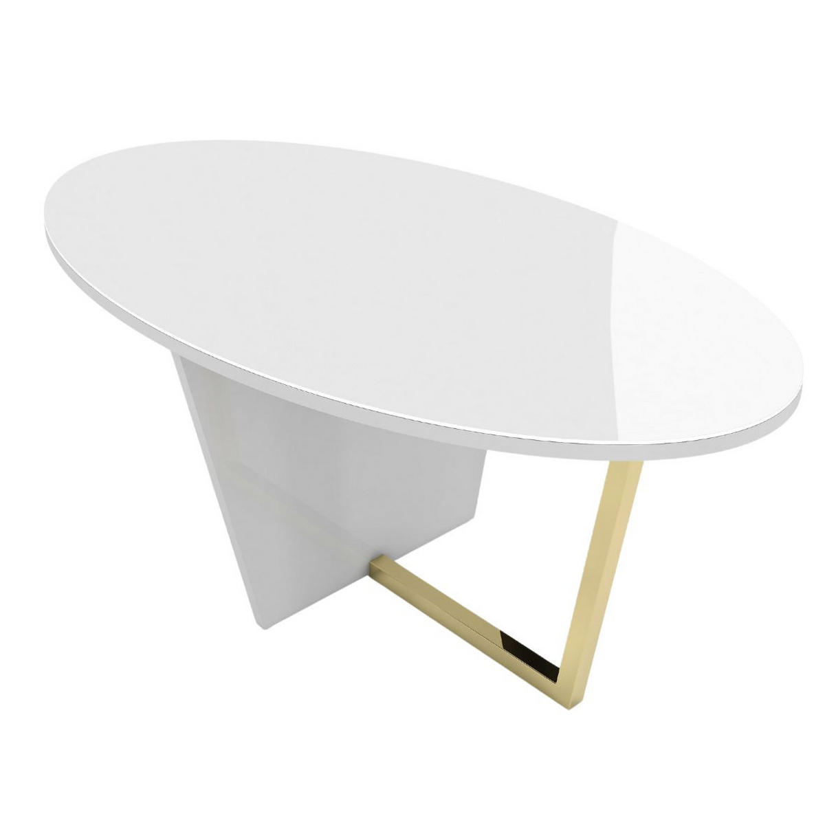 COUCHTISCH Rocket Weiß, Goldene Metallgestell, Hochglanz - Goldfarben/Weiß, Glas/Holzwerkstoff (60/110/45.5cm) - Dancan