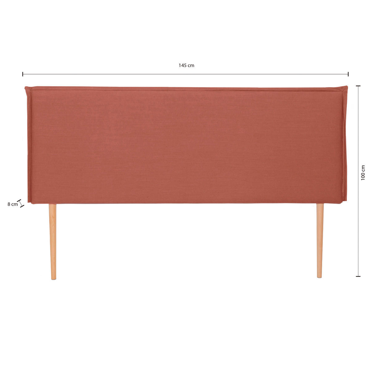 KOPFTEIL Gepolstertes aus 100% Leinenstoff Terrakotta 145/100/8 cm EDMOND - Rot, Textil (145/100/8cm) - RNT By Really Nice Things