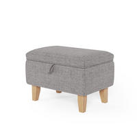 POLSTERHOCKER 49/33/35 cm Stauraum Holzbeine Leinen Hellgrau - Hellgrau/Naturfarben, Holz/Textil (49/35/33cm) - Livingandhome