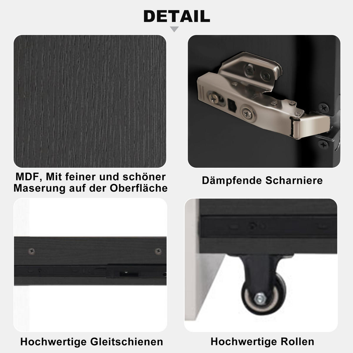 MULTIFUNKTIONSSCHRANK 110,5/35/160 cm aus MDF und Glas mit LED-Vitrine und seitlichem Auszug Schwarz/Weiß - Schwarz/Weiß, Glas/Holzwerkstoff (35/160/110.5cm) - Modenvie