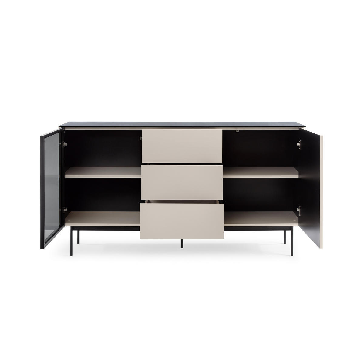 SIDEBOARD VELLUTO 157x39x84 cm mit 3 Schubladen und 2 Türen Kaschmir - Kaschmir, Holzwerkstoff (157/84/39cm) - MASSENO